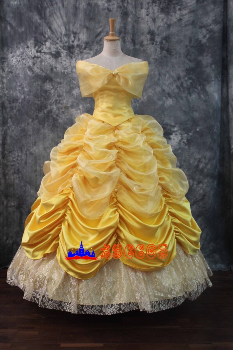 Disney Beauty and the Beast Belle yellow sleeveless princess dress cosplay costume Disney Beauty and the Beast Belle yellow sleeveless princess dress cosplay costume