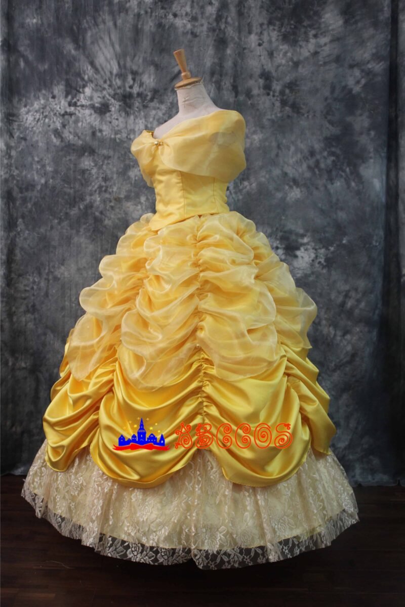Disney Beauty and the Beast Belle yellow sleeveless princess dress cosplay costume Disney Beauty and the Beast Belle yellow sleeveless princess dress cosplay costume