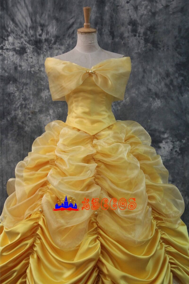 Disney Beauty and the Beast Belle yellow sleeveless princess dress cosplay costume Disney Beauty and the Beast Belle yellow sleeveless princess dress cosplay costume