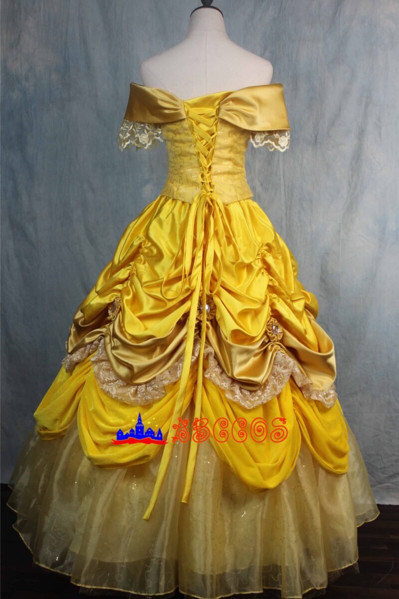 Disney Beauty and the Beast Belle yellow princess dress cosplay costume Disney Beauty and the Beast Belle yellow princess dress cosplay costume