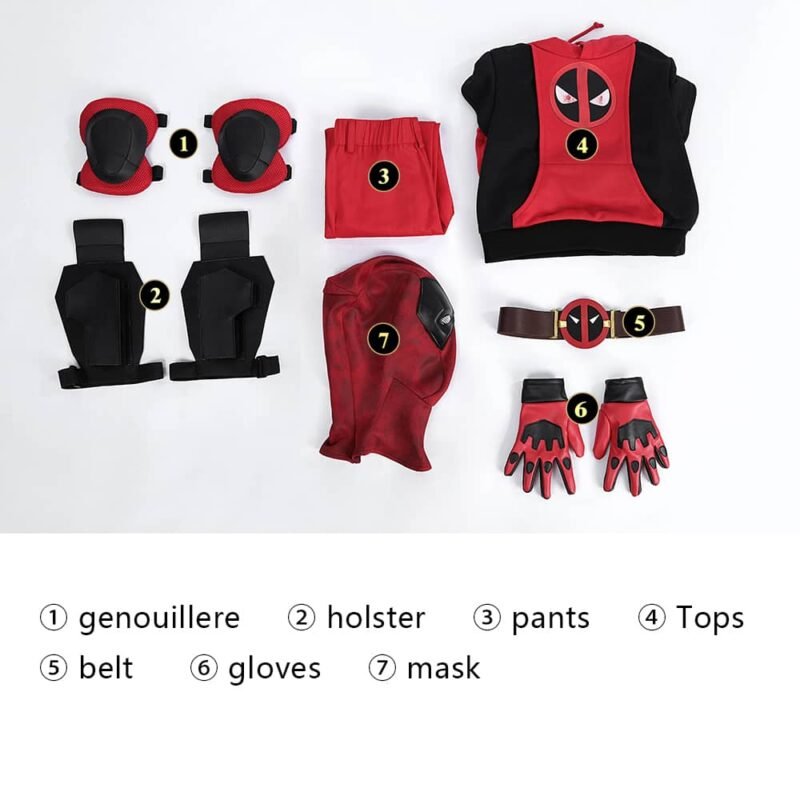Deadpool3 Deadpool & Wolverine Dogpool Deadpool kid's cosplay costume(Excluding weapons) Deadpool3 Deadpool & Wolverine Dogpool Deadpool kid's cosplay costume(Excluding weapons)