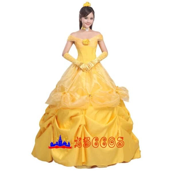 Disney Beauty and the Beast Belle yellow princess dress cosplay costume Disney Beauty and the Beast Belle yellow princess dress cosplay costume