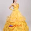 Disney Beauty and the Beast Belle yellow princess dress cosplay costume Disney Beauty and the Beast Belle yellow princess dress cosplay costume