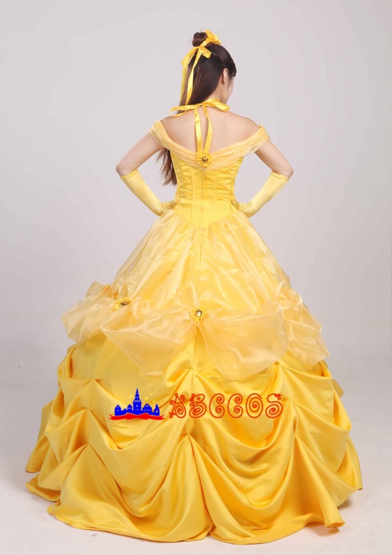 Disney Beauty and the Beast Belle yellow princess dress cosplay costume Disney Beauty and the Beast Belle yellow princess dress cosplay costume