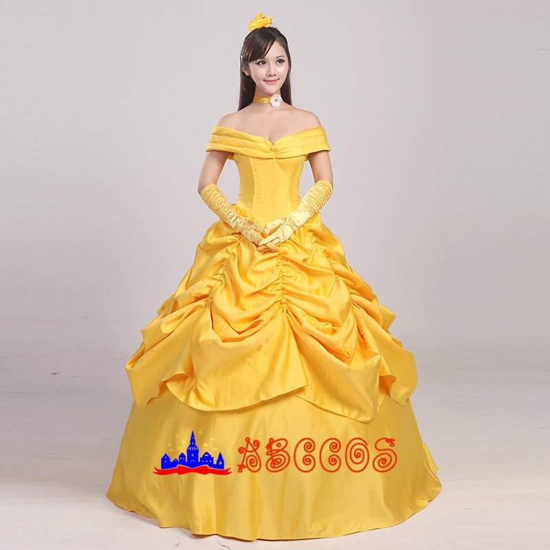 Disney Beauty and the Beast Belle yellow princess dress cosplay costume Disney Beauty and the Beast Belle yellow princess dress cosplay costume