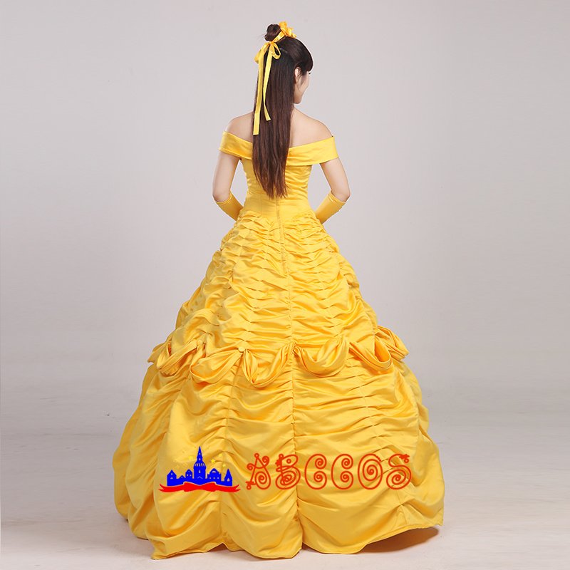 Disney Beauty and the Beast Belle yellow princess dress cosplay costume Disney Beauty and the Beast Belle yellow princess dress cosplay costume