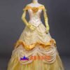 Disney Beauty and the Beast Belle yellow princess dress cosplay costume