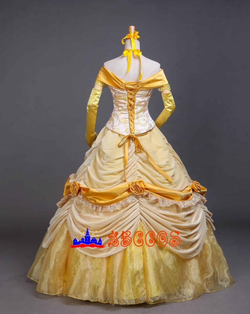 Disney Beauty and the Beast Belle yellow princess dress cosplay costume