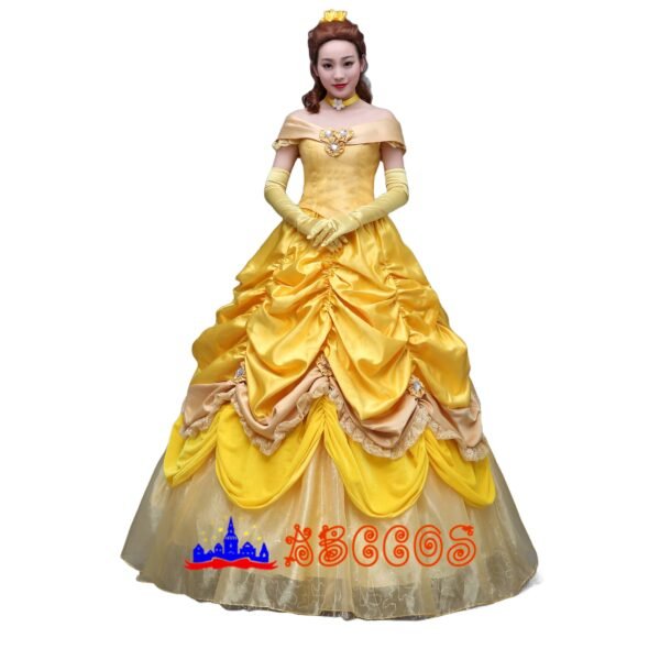Disney Beauty and the Beast Belle yellow princess dress cosplay costume Disney Beauty and the Beast Belle yellow princess dress cosplay costume