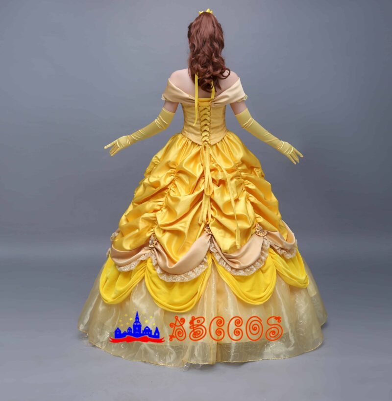 Disney Beauty and the Beast Belle yellow princess dress cosplay costume