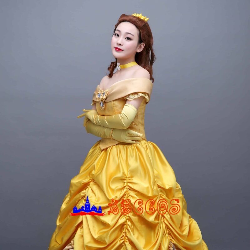 Disney Beauty and the Beast Belle yellow princess dress cosplay costume