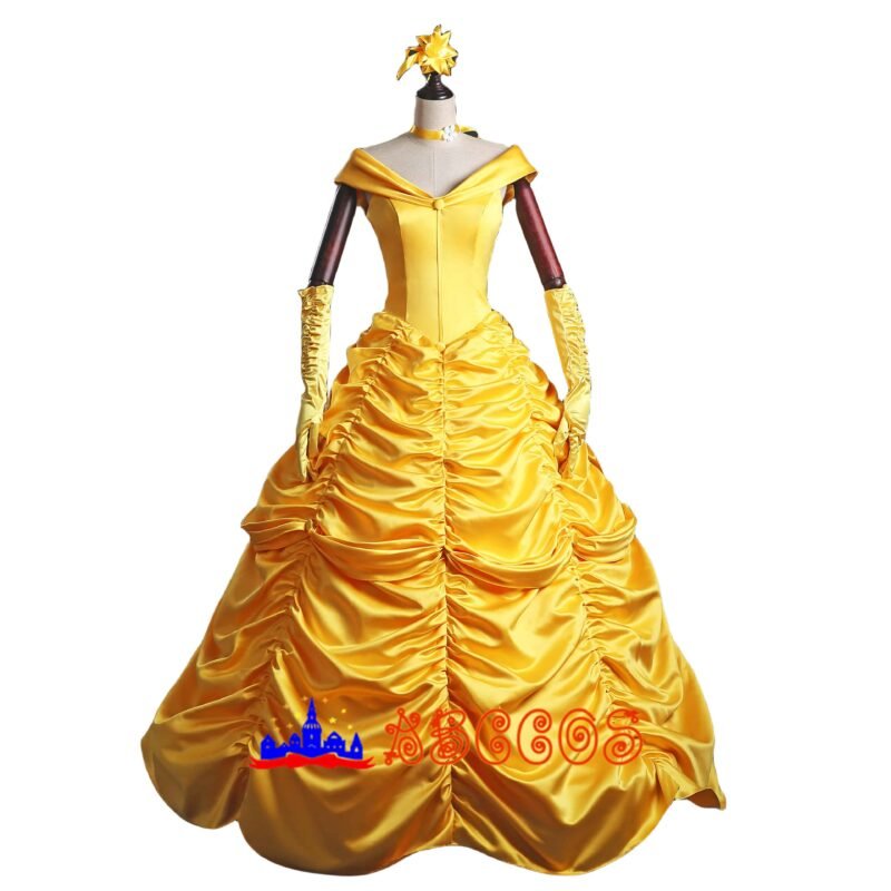 Disney Beauty and the Beast Belle yellow princess dress cosplay costume