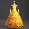Disney Beauty and the Beast Belle yellow princess dress cosplay costume
