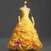 Disney Beauty and the Beast Belle yellow princess dress cosplay costume