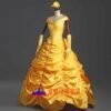Disney Beauty and the Beast Belle yellow princess dress cosplay costume