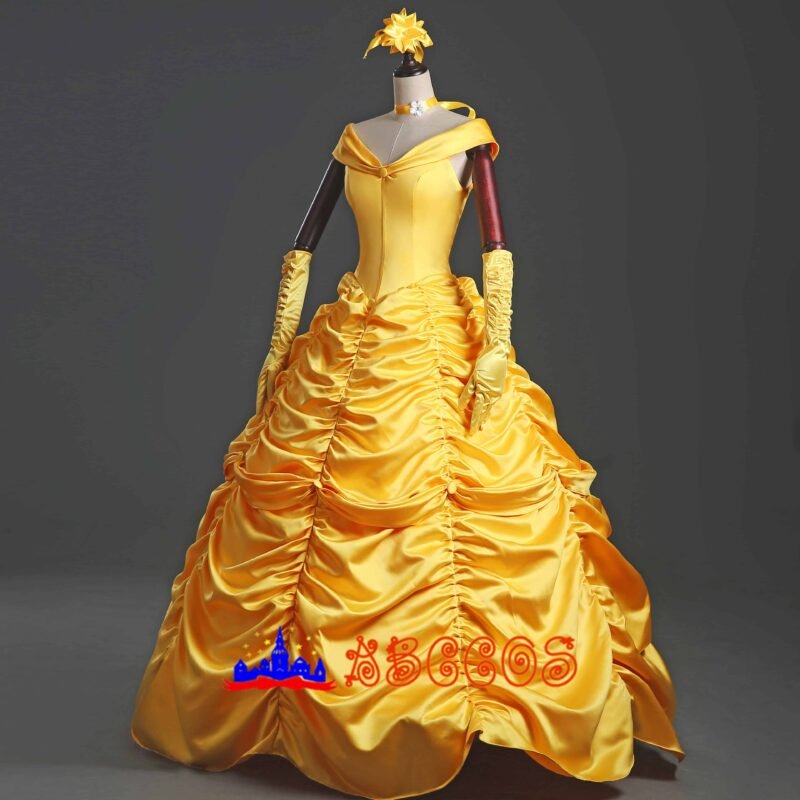 Disney Beauty and the Beast Belle yellow princess dress cosplay costume