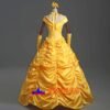 Disney Beauty and the Beast Belle yellow princess dress cosplay costume