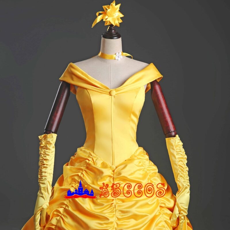 Disney Beauty and the Beast Belle yellow princess dress cosplay costume
