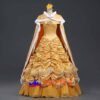 Disney Beauty and the Beast Belle yellow princess dress cosplay costume