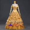 Disney Beauty and the Beast Belle yellow princess dress cosplay costume