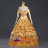 Disney Beauty and the Beast Belle yellow princess dress cosplay costume