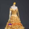 Disney Beauty and the Beast Belle yellow princess dress cosplay costume