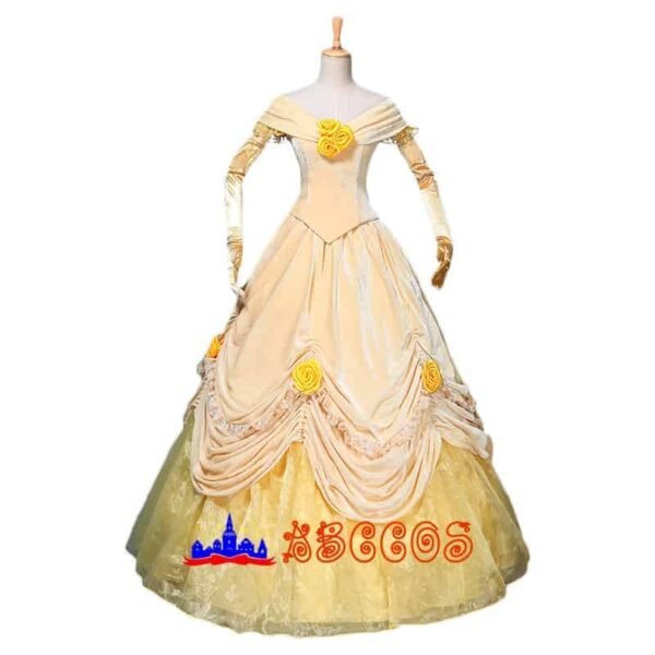Disney Beauty and the Beast Belle yellow princess dress cosplay costume Disney Beauty and the Beast Belle yellow princess dress cosplay costume