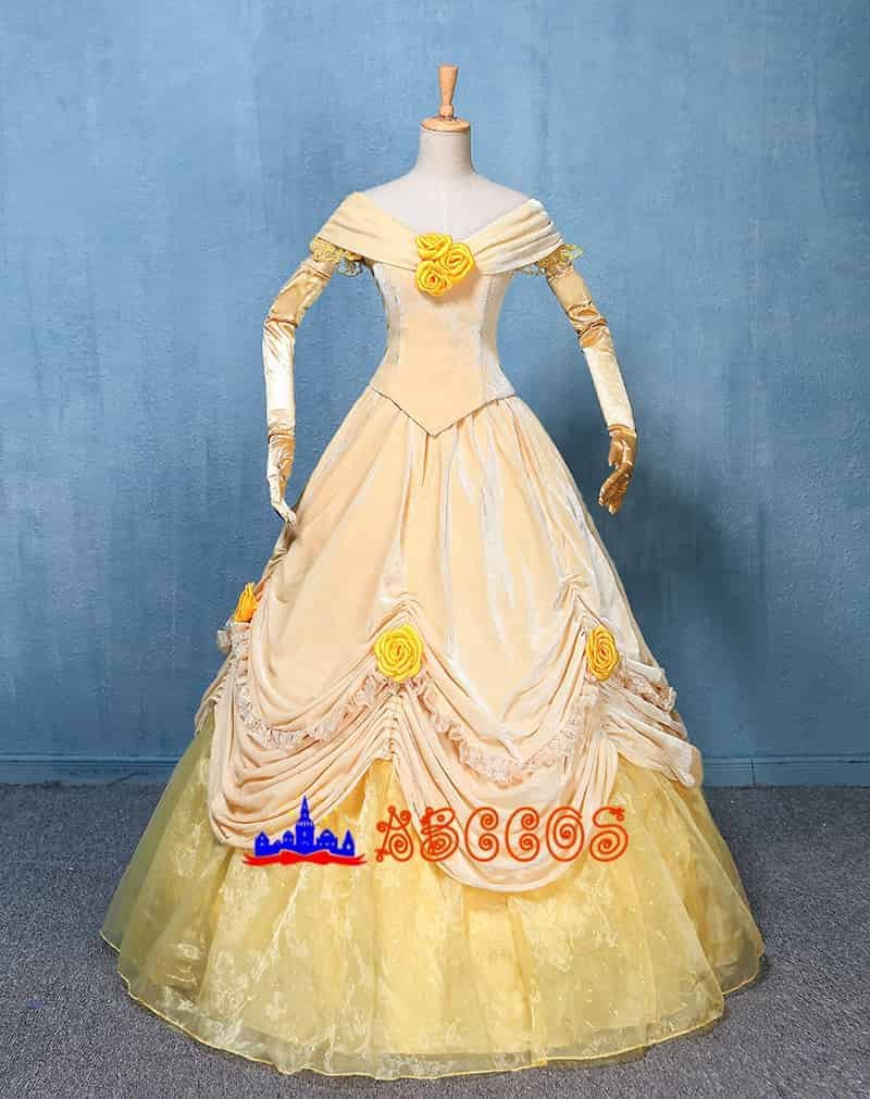 Disney Beauty and the Beast Belle yellow princess dress cosplay costume