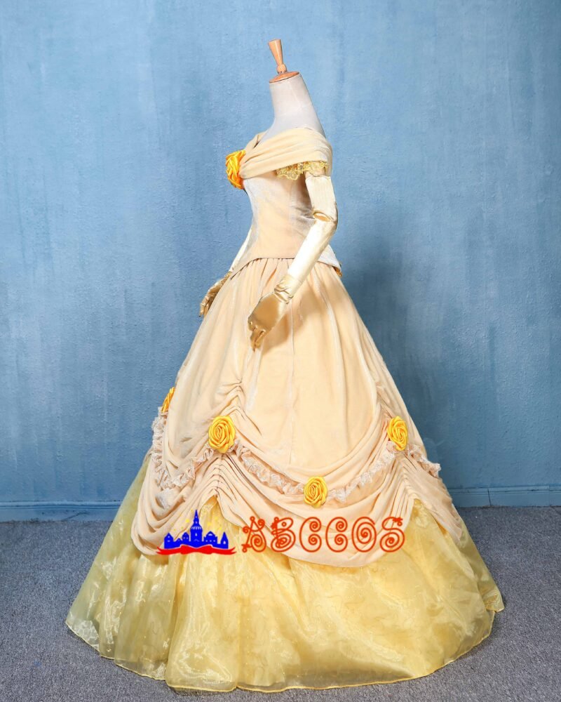 Disney Beauty and the Beast Belle yellow princess dress cosplay costume