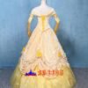 Disney Beauty and the Beast Belle yellow princess dress cosplay costume