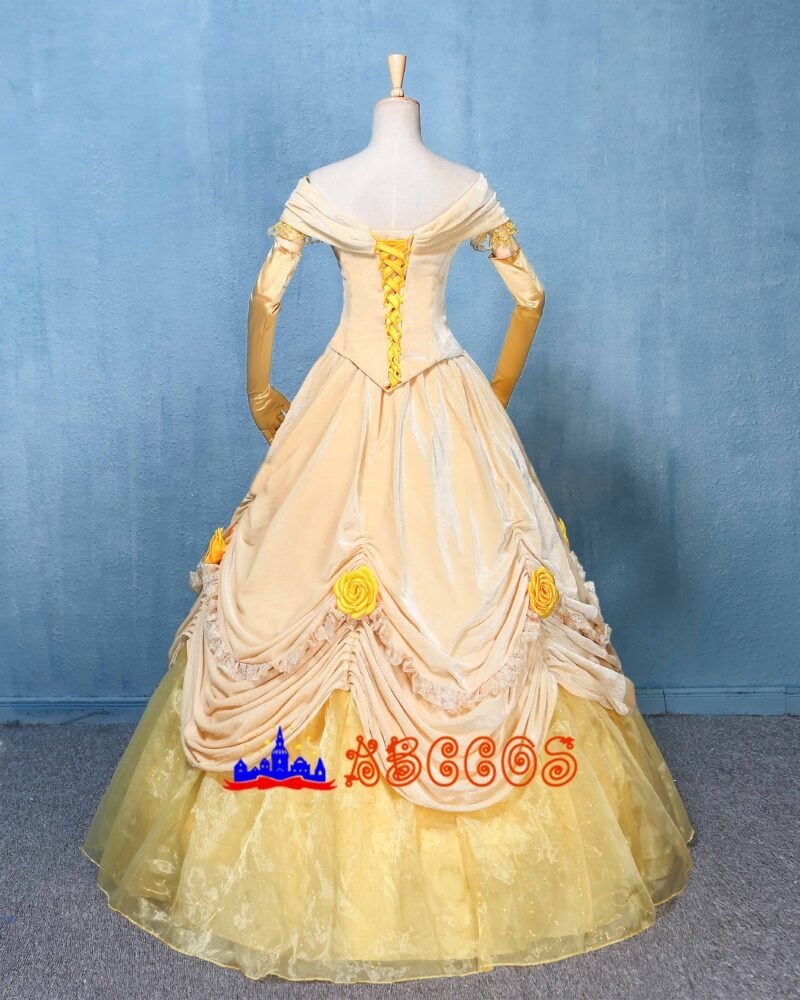 Disney Beauty and the Beast Belle yellow princess dress cosplay costume