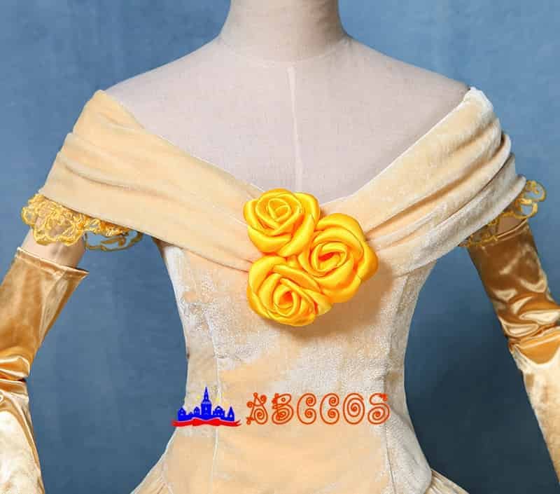 Disney Beauty and the Beast Belle yellow princess dress cosplay costume