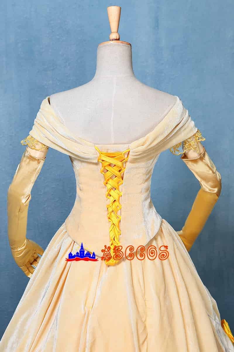 Disney Beauty and the Beast Belle yellow princess dress cosplay costume