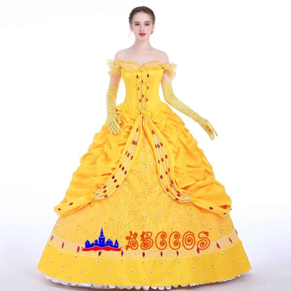 Disney Beauty and the Beast Belle yellow princess dress cosplay costume Disney Beauty and the Beast Belle yellow princess dress cosplay costume