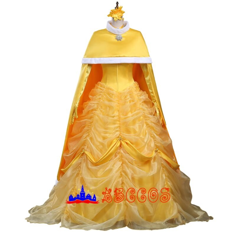 Disney Beauty and the Beast Belle yellow princess dress cosplay costume