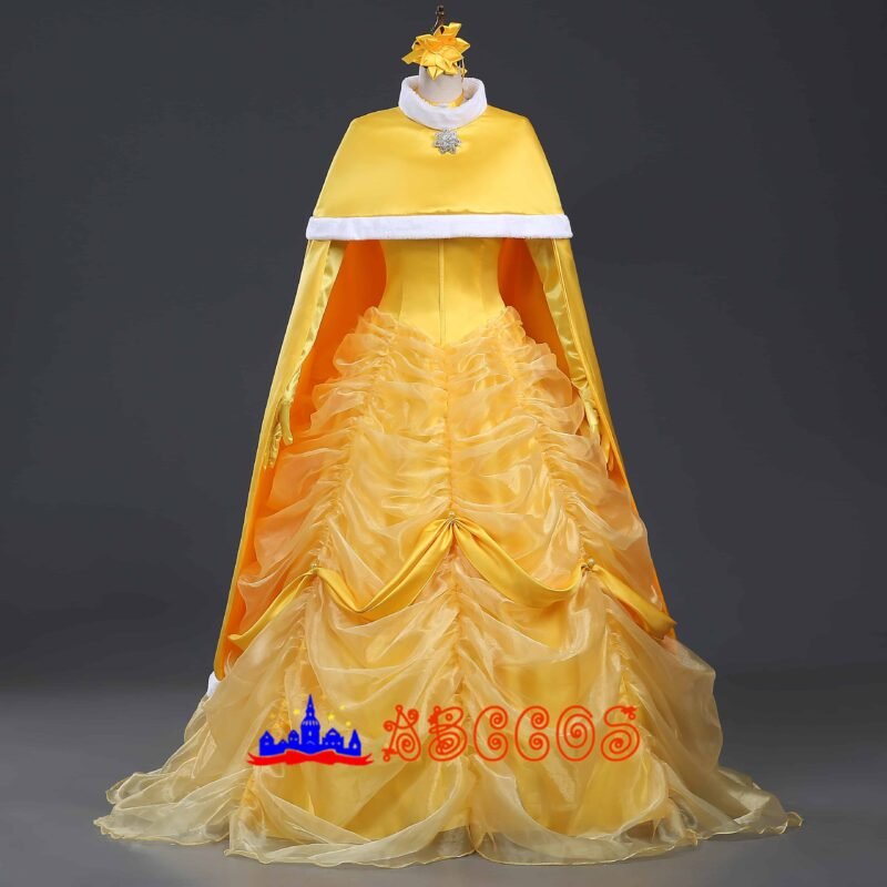 Disney Beauty and the Beast Belle yellow princess dress cosplay costume
