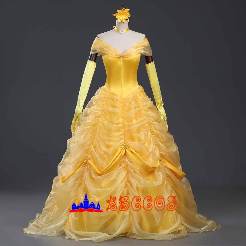 Disney Beauty and the Beast Belle yellow princess dress cosplay costume