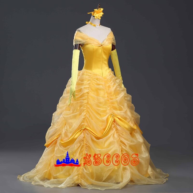 Disney Beauty and the Beast Belle yellow princess dress cosplay costume
