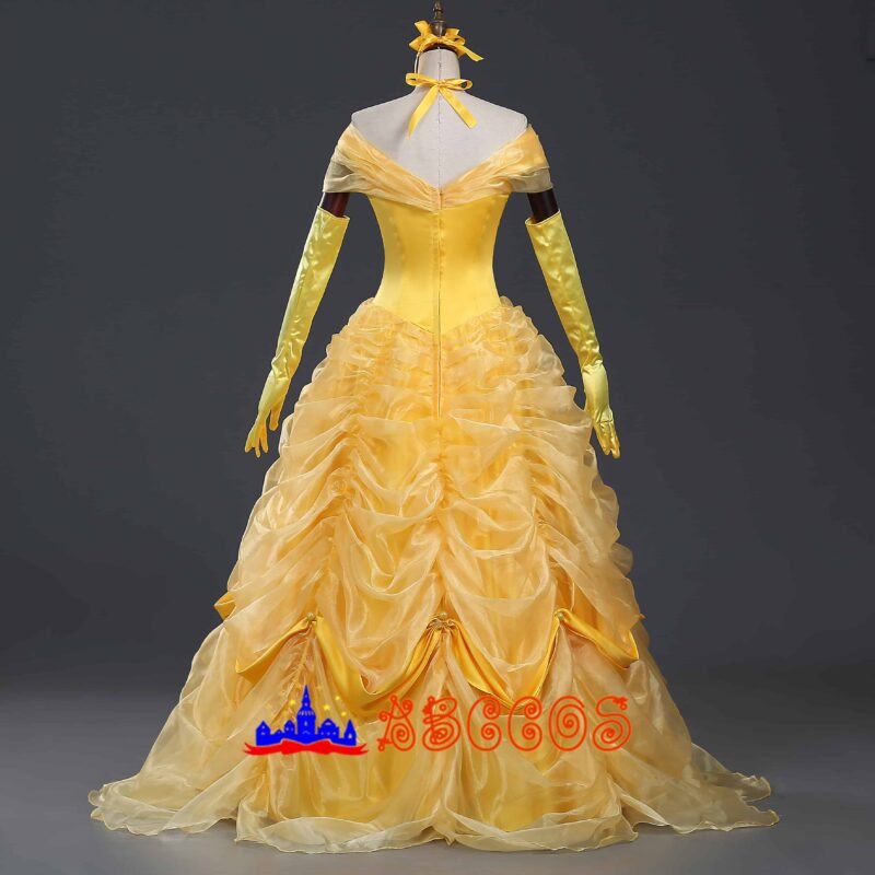 Disney Beauty and the Beast Belle yellow princess dress cosplay costume