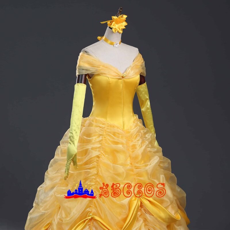 Disney Beauty and the Beast Belle yellow princess dress cosplay costume