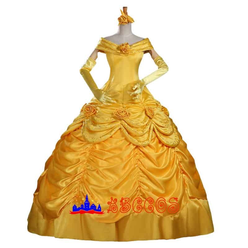 Disney Beauty and the Beast Belle yellow princess dress cosplay costume