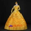 Disney Beauty and the Beast Belle yellow princess dress cosplay costume