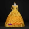 Disney Beauty and the Beast Belle yellow princess dress cosplay costume