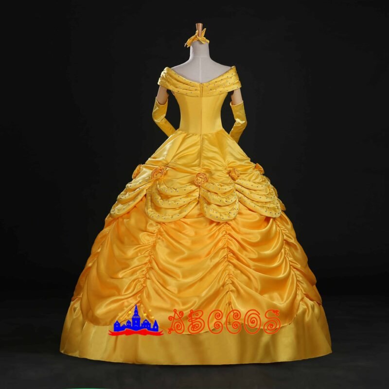 Disney Beauty and the Beast Belle yellow princess dress cosplay costume